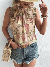 Thumbnail for Blusa Encanto Floral sin Mangas con Escote Llave en la Espalda VCAY