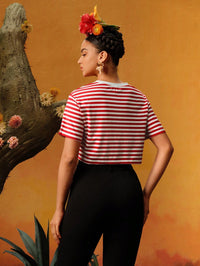 Thumbnail for Vibrante Vermilion: Frida Stripe Top