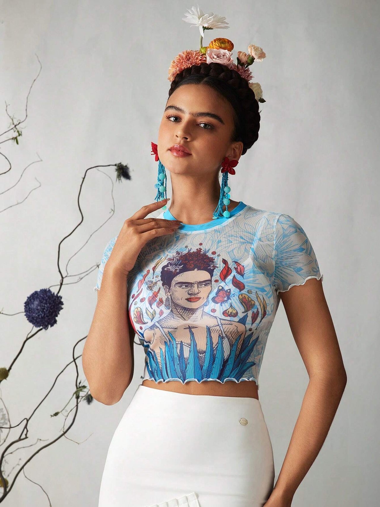 Frida Azul Celestial Crop Top