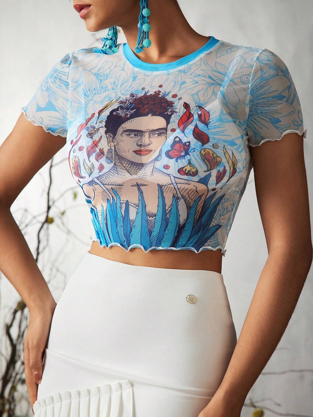 Frida Azul Celestial Crop Top