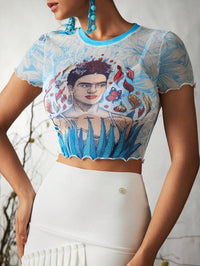 Thumbnail for Frida Azul Celestial Crop Top