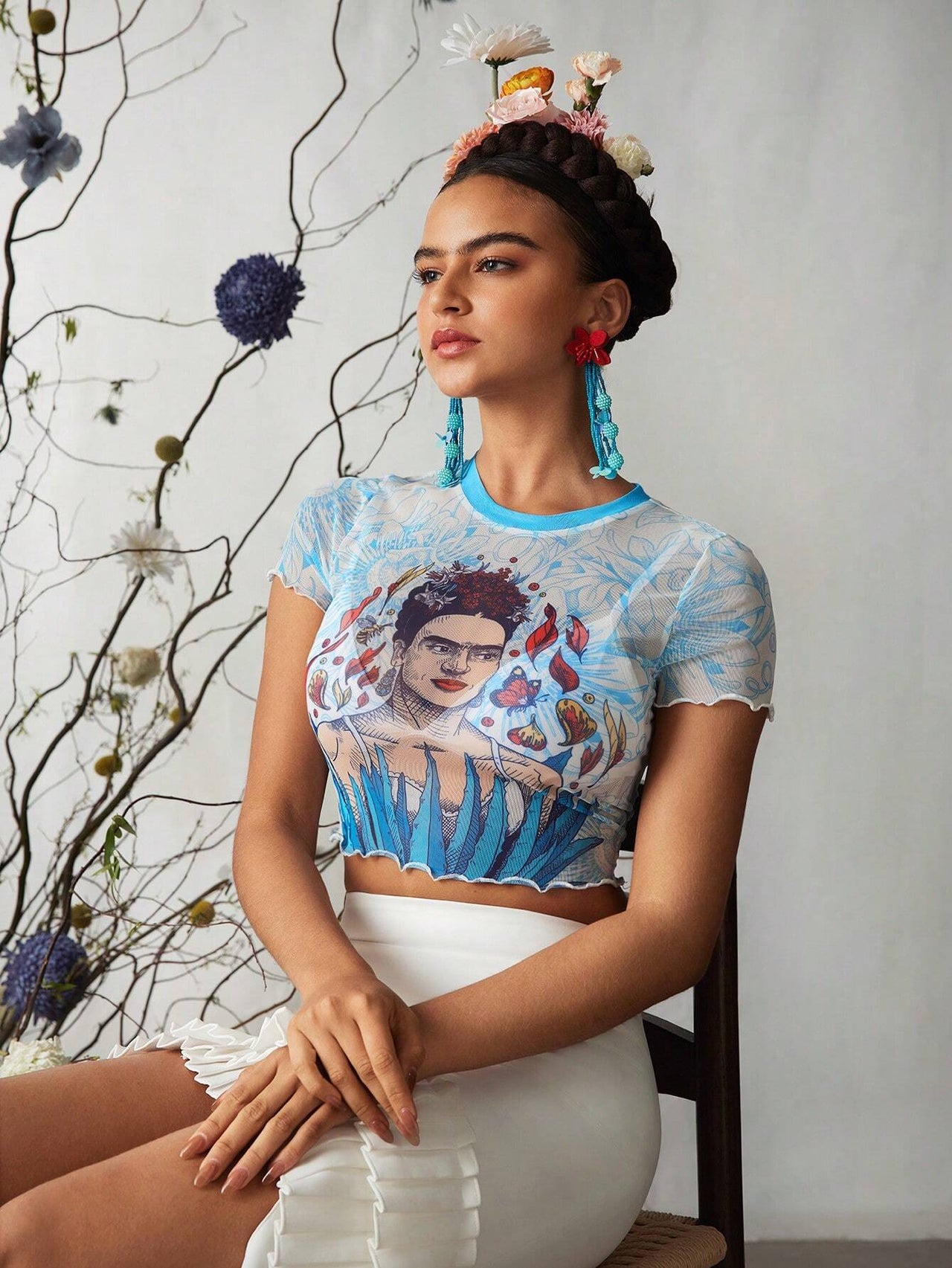 Frida Azul Celestial Crop Top