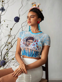 Thumbnail for Frida Azul Celestial Crop Top