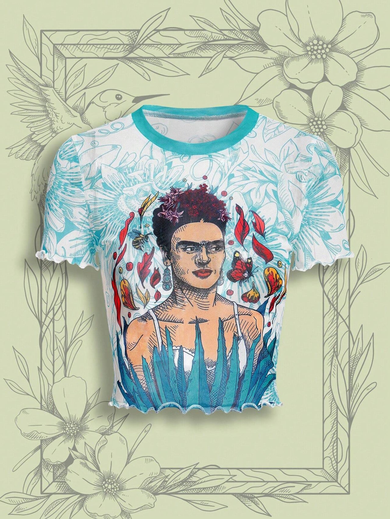 Frida Azul Celestial Crop Top