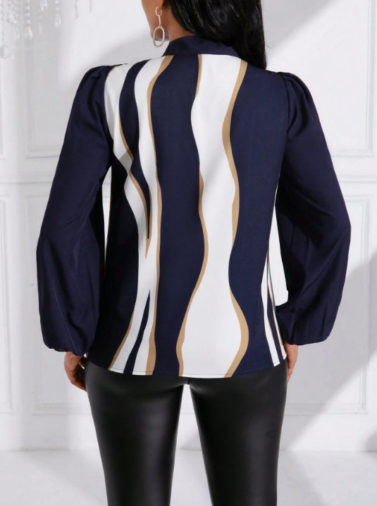 Blusa Lady Con Lazo Delantera Con Manga De Linterna