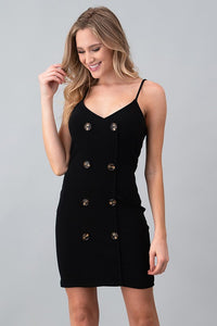 Thumbnail for Vestido de Tirantes Negro con Detalles de Botones