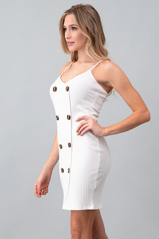 Vestidos Blancos Cortos con Botones