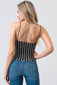 Thumbnail for Blusa de Tirantes Negro con Lineas