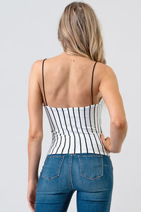Thumbnail for Blusa de Tirantes Blanca con Lineas