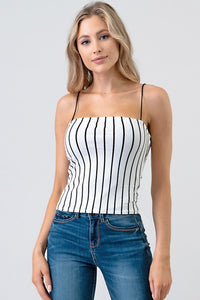 Thumbnail for Blusa de Tirantes Blanca con Lineas