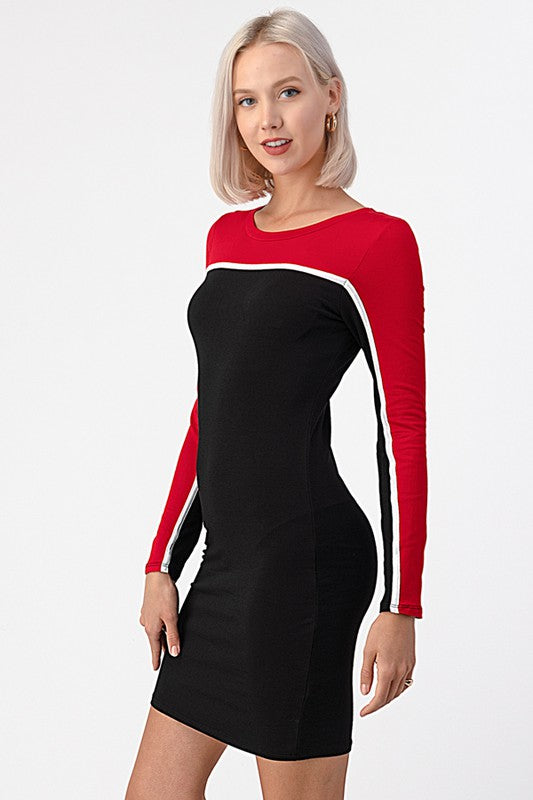 Vestido Figure Negro con Rojo