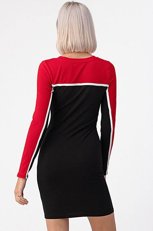 Vestido Figure Negro con Rojo
