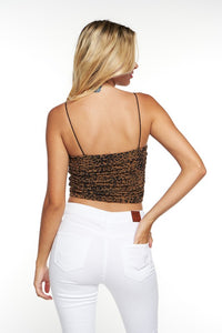 Thumbnail for Blusa Corta de Tirantes Print de Leopardo