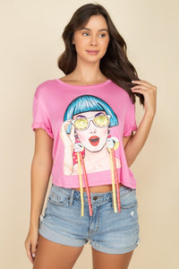 Thumbnail for Playera Rosa It Girl con Detalle de Aretes