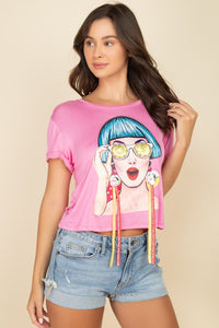 Thumbnail for Playera Rosa It Girl con Detalle de Aretes