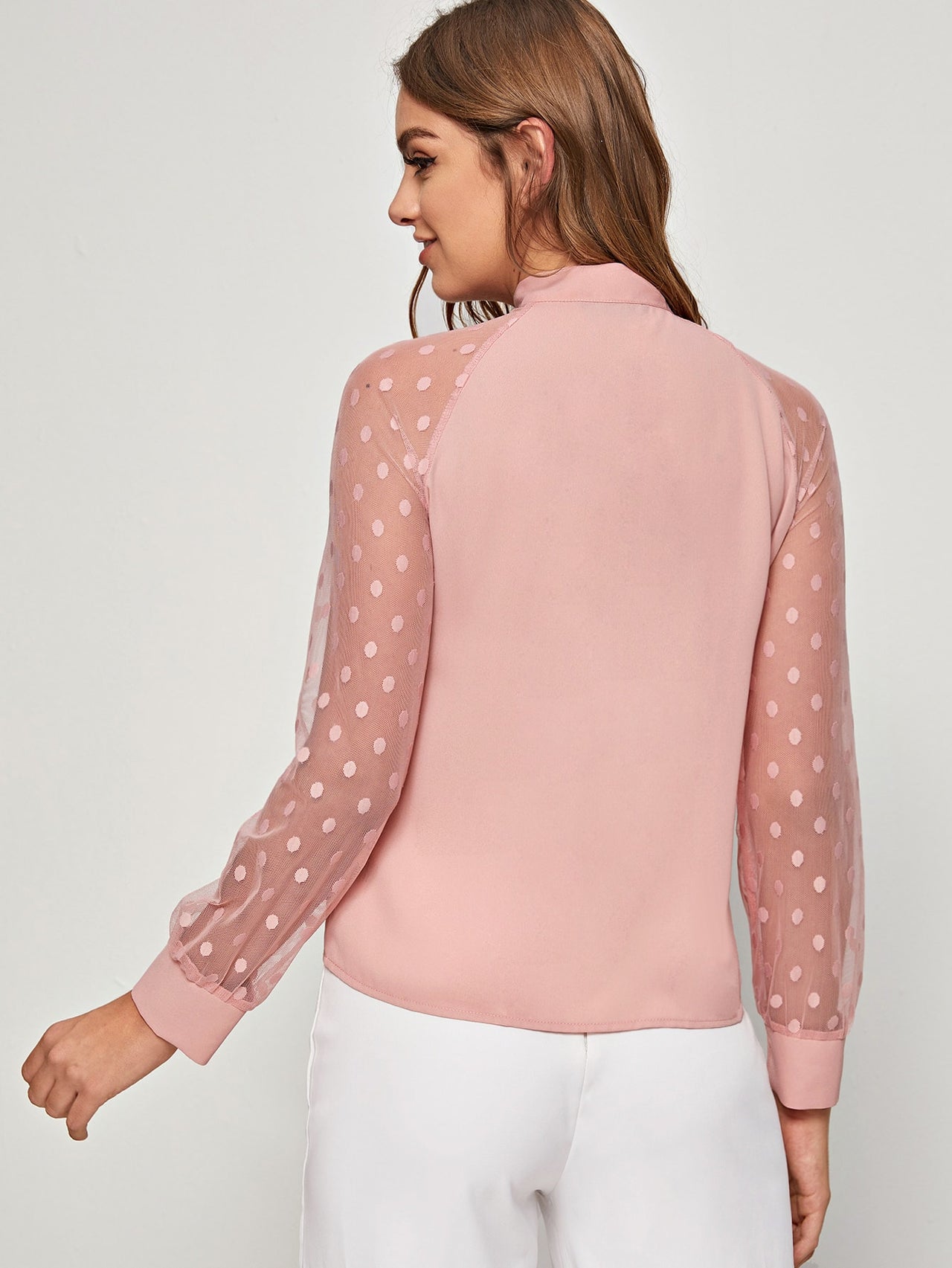 Blusa Rosa Pálido de Lunares