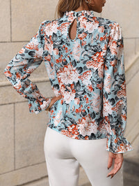Thumbnail for Blusa Multicolor con Estampado Floral y Detalles de Volantes
