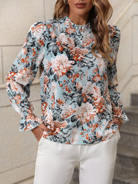 Thumbnail for Blusa Multicolor con Estampado Floral y Detalles de Volantes