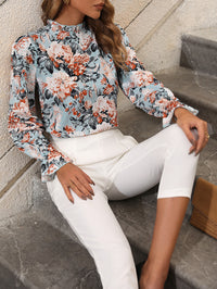 Thumbnail for Blusa Multicolor con Estampado Floral y Detalles de Volantes
