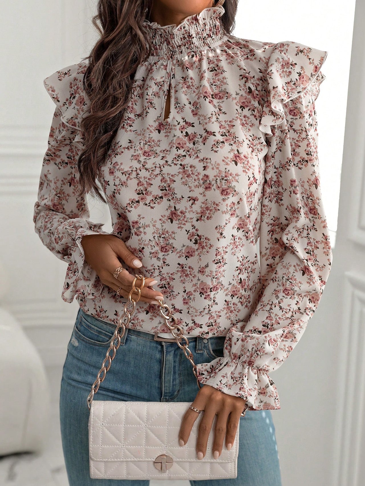 Blusa Bohemia de Margaritas en Albaricoque