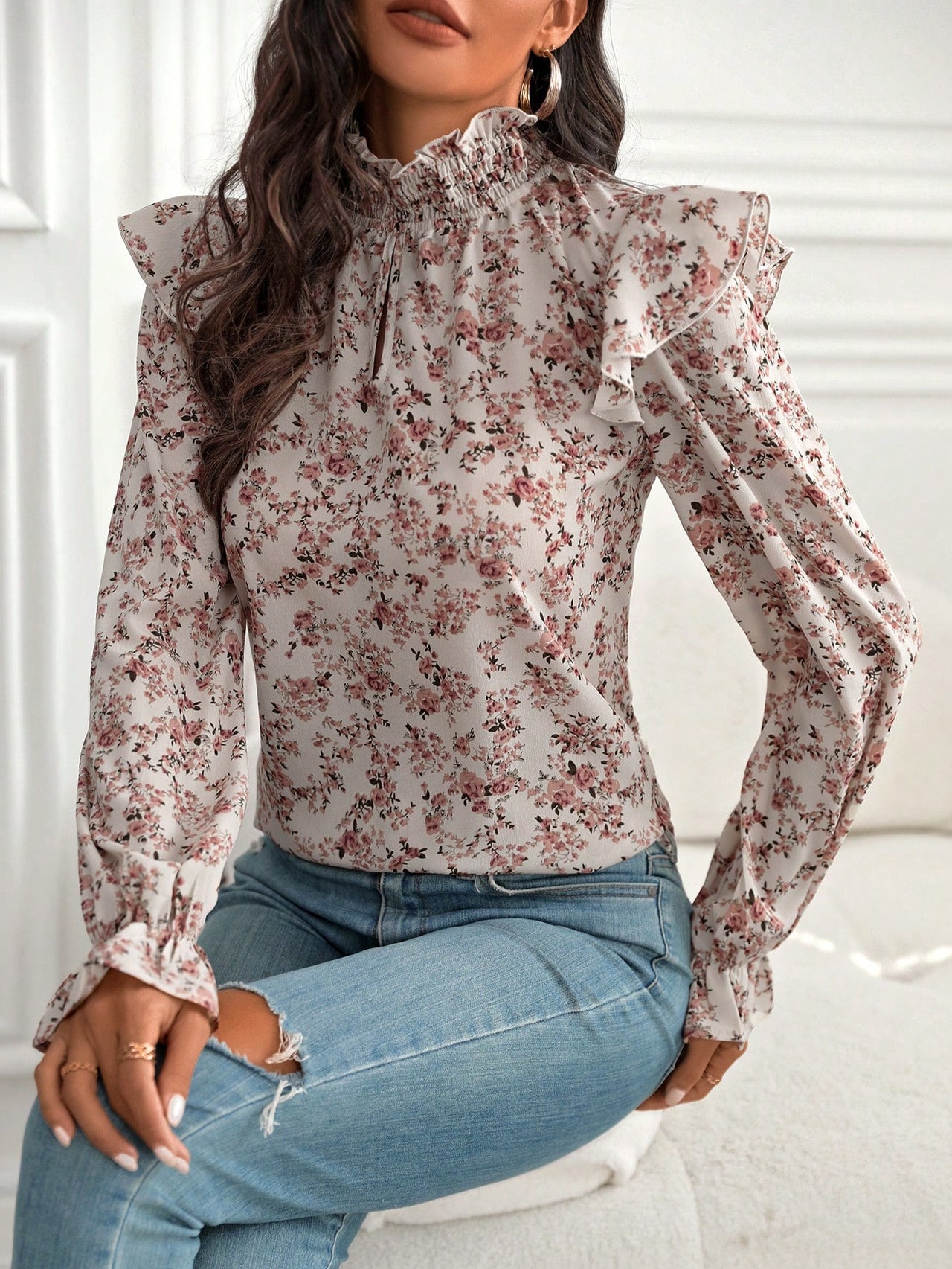 Blusa Bohemia de Margaritas en Albaricoque