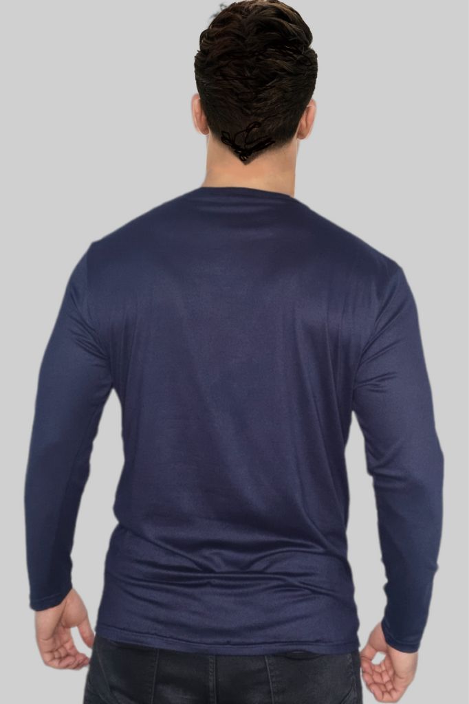 Playera Ultra Soft Manga Larga Azul Marino