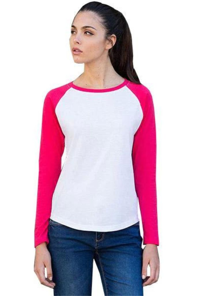 Beisbolera Cuerpo Blanco Mangas Rosa