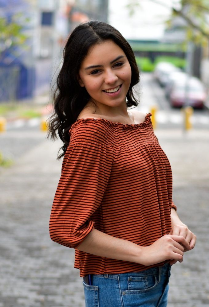 Blusa Strapless Terracota Manga 3/4