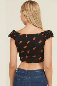 Thumbnail for Crop Top Negro de Piñas
