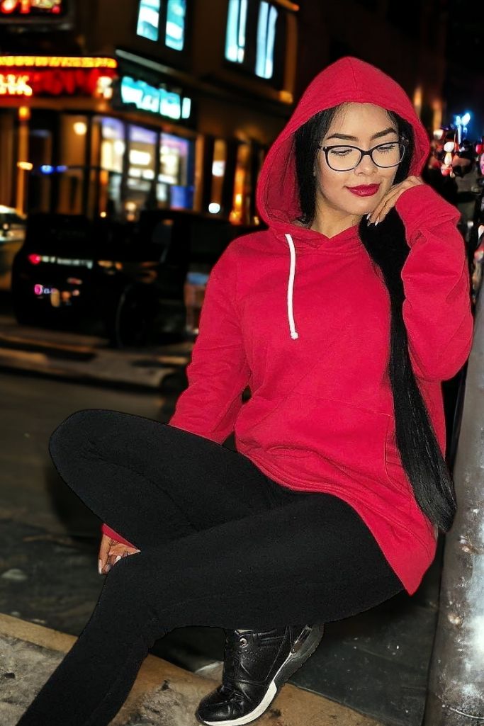 Sudadero Basic Rojo de Mujer