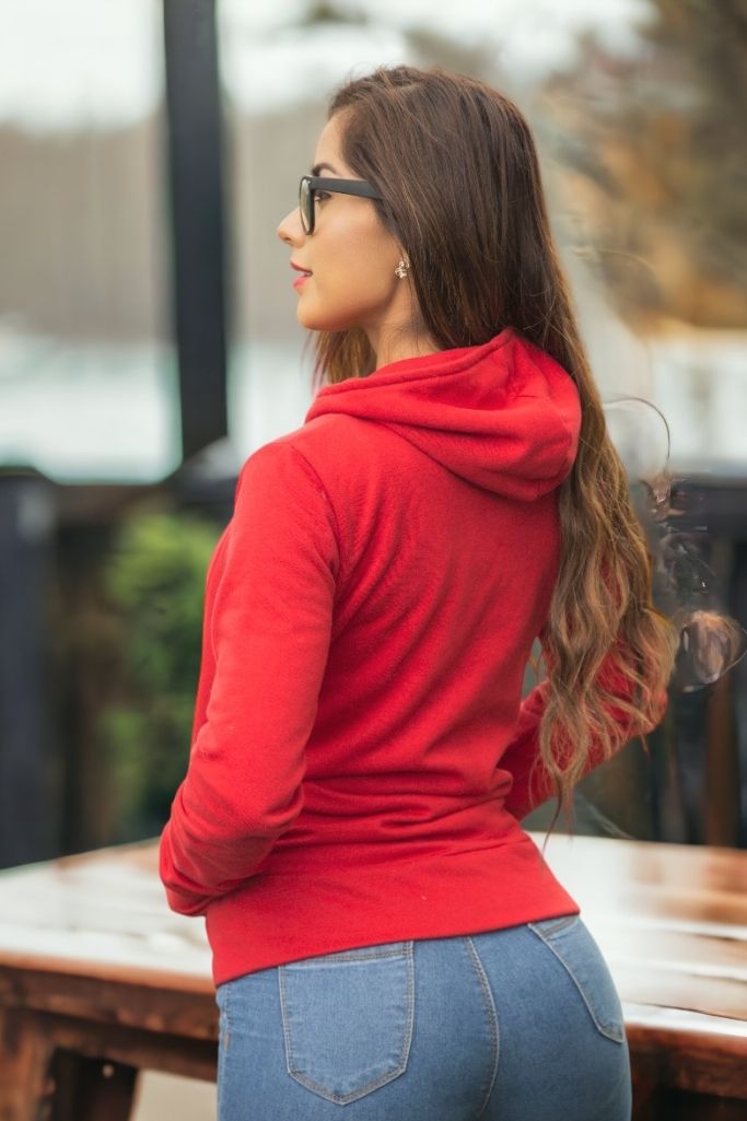 Chaqueta de Zipper Cruzado Roja