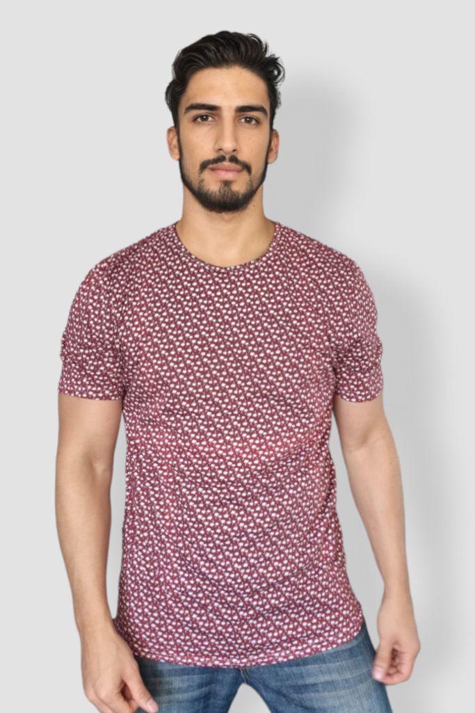Playera Corinta de Palmeritas Blancas Manga Corta