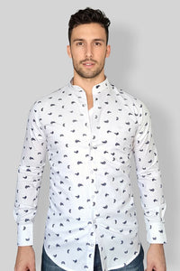 Thumbnail for Camisa Cuello Chino Manga Larga Blanca Bring