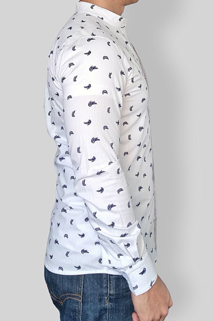 Camisa Cuello Chino Manga Larga Blanca Bring