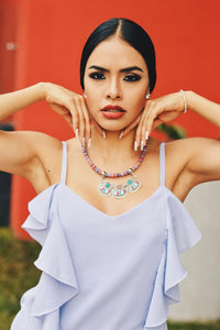 Thumbnail for Blusa de Vuelitos y Tirantes Lila-Dresscode502