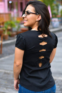 Thumbnail for Blusa Moñitos a la Espalda Negra
