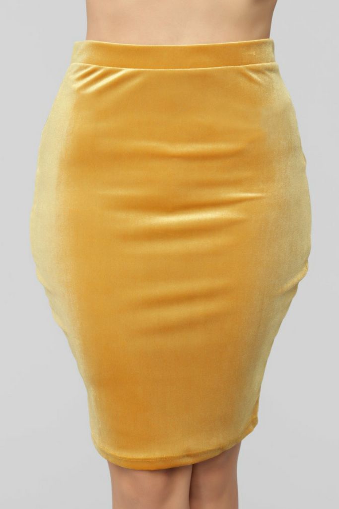 Falda Mostaza en Tubo Lisa