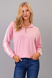 Thumbnail for Sueter de Zipper al Cuello Rosa