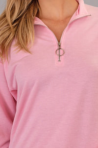 Thumbnail for Sueter de Zipper al Cuello Rosa