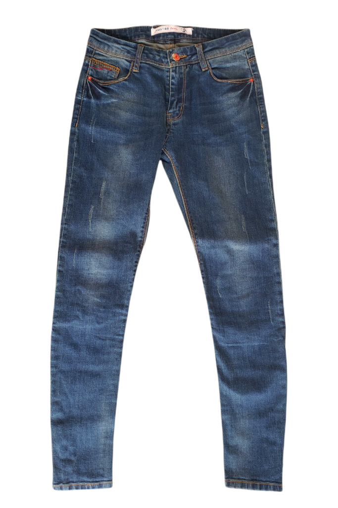 Pantalon de Lona Azul con Zipper al Ruedo