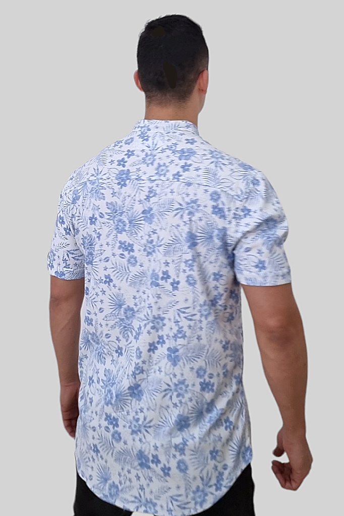 Camisa Shioban de Cuello Chino Manga Corta