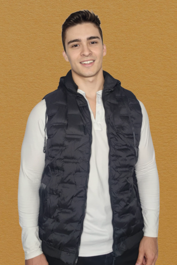 Chaleco Full Black Relieve con Capucha