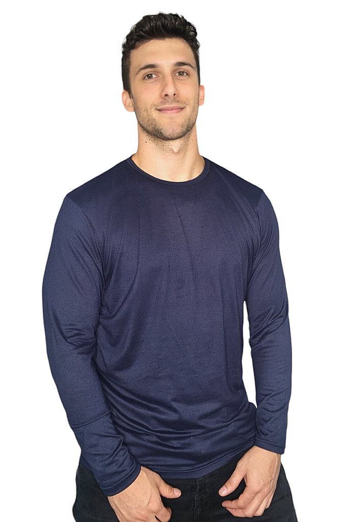 Playera Ultra Soft Manga Larga Azul Marino