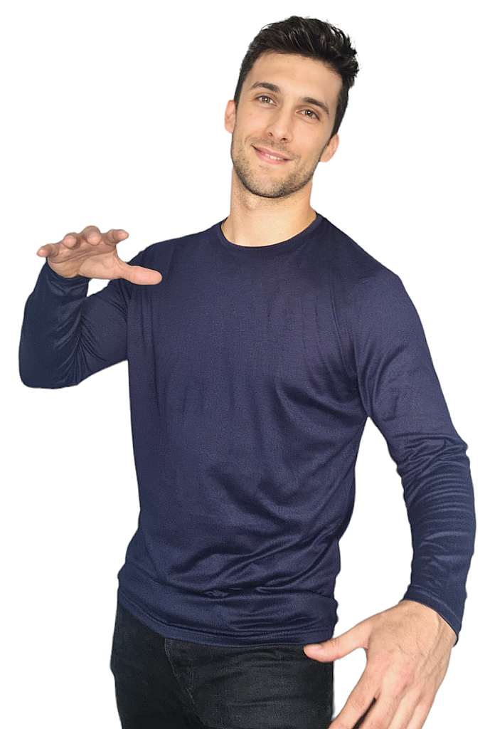 Playera Ultra Soft Manga Larga Azul Marino