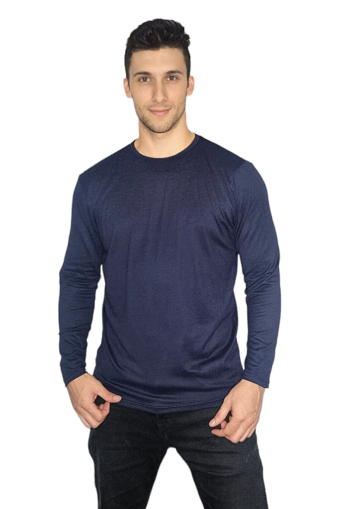 Playera Ultra Soft Manga Larga Azul Marino