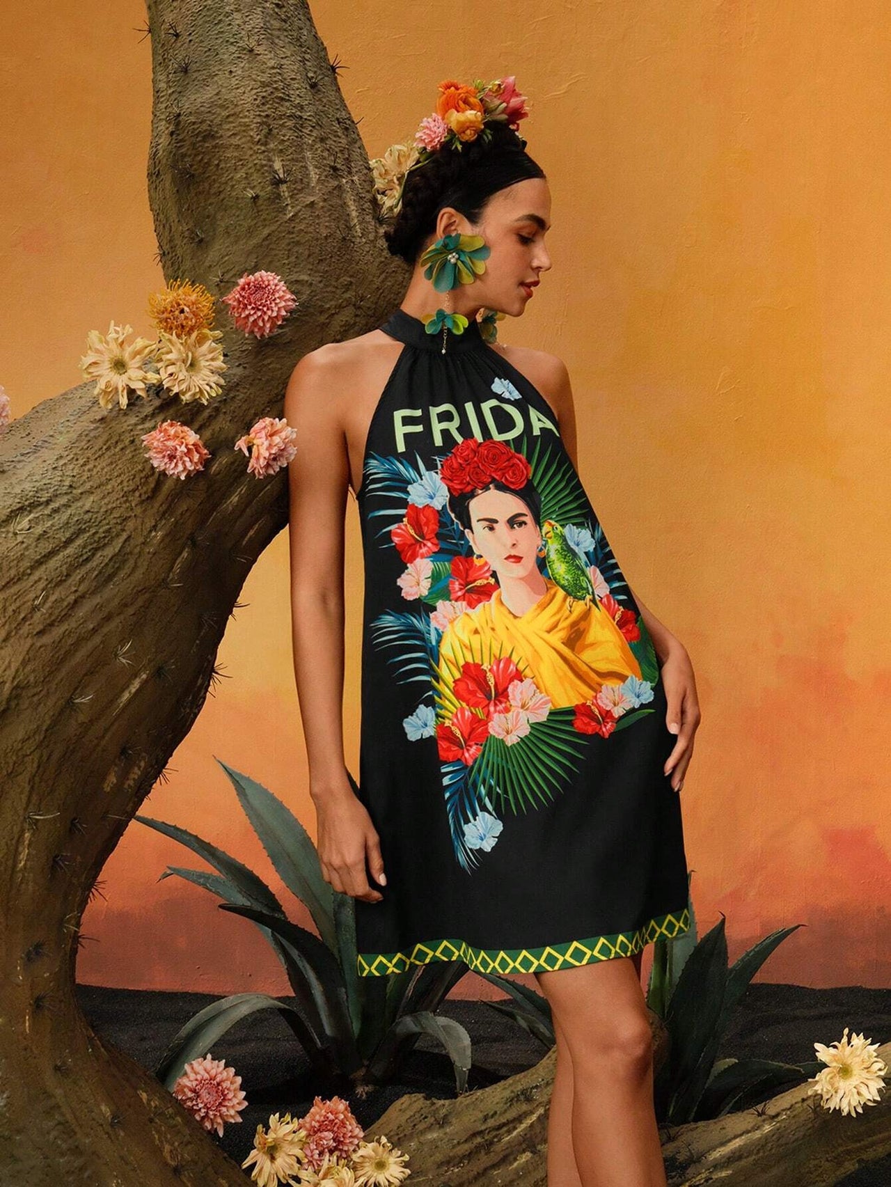 Vestido Halter "Frida Tropical"