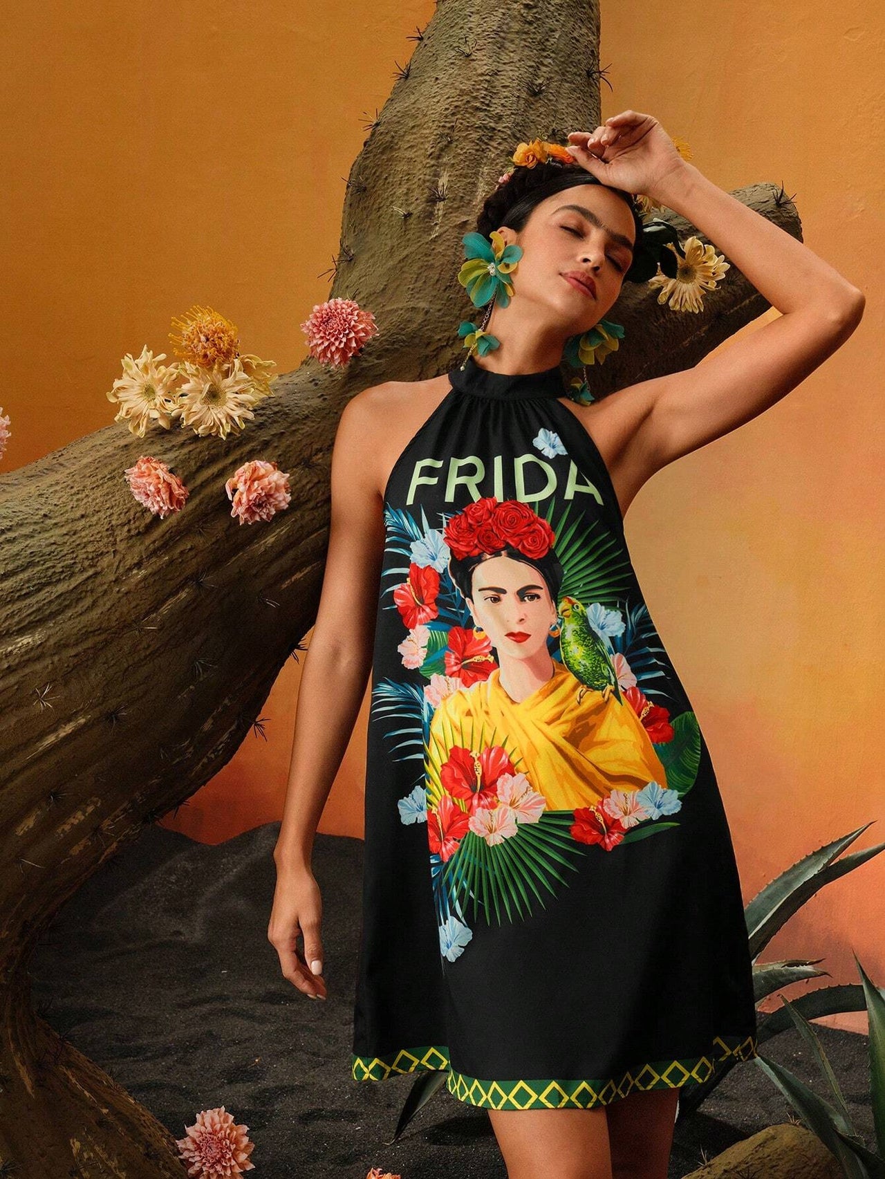 Vestido Halter "Frida Tropical"