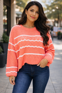 Thumbnail for Sueter Naranja con lineas blancas