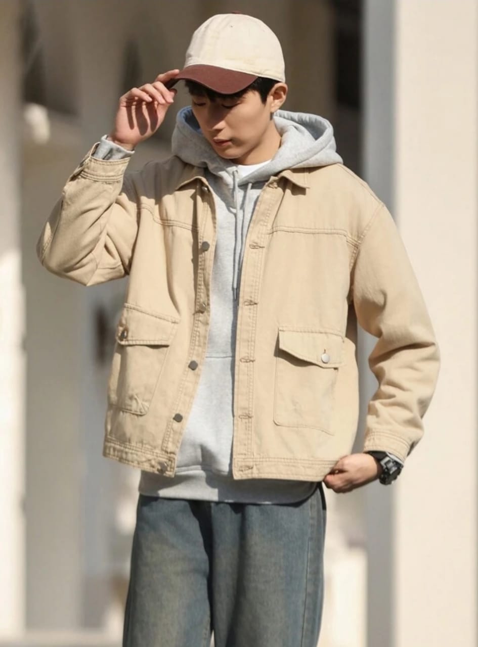 Beige Urban Casual Jacket