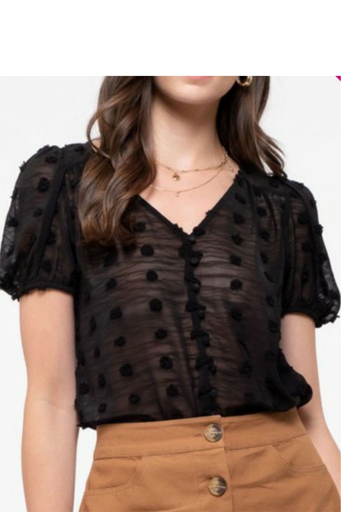 Blusa Negra Puntos Suizos